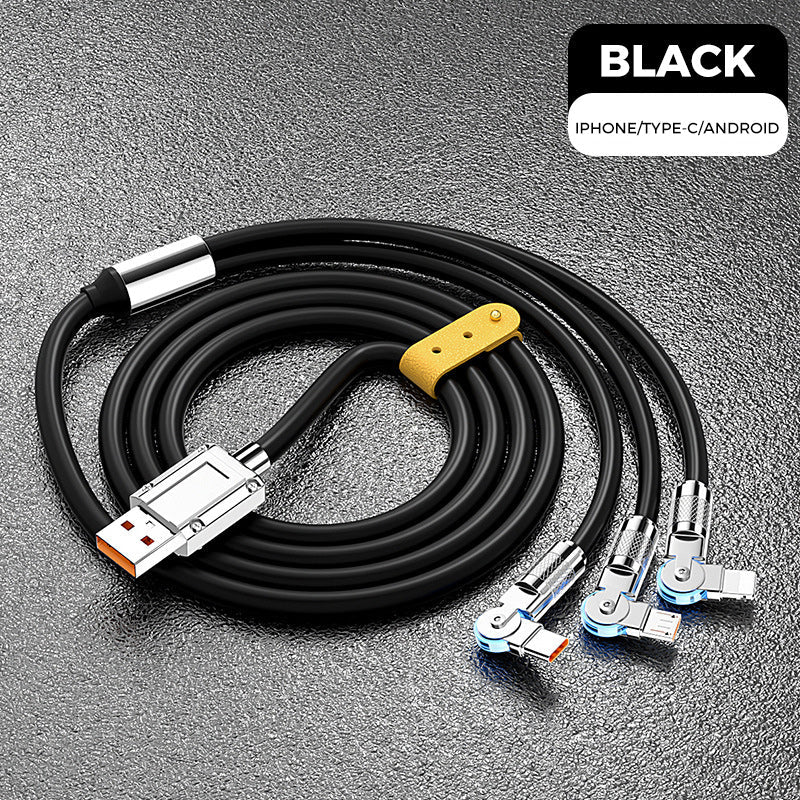 120W 3 in 1 Rotating Elbow Fast Charging Data Cable