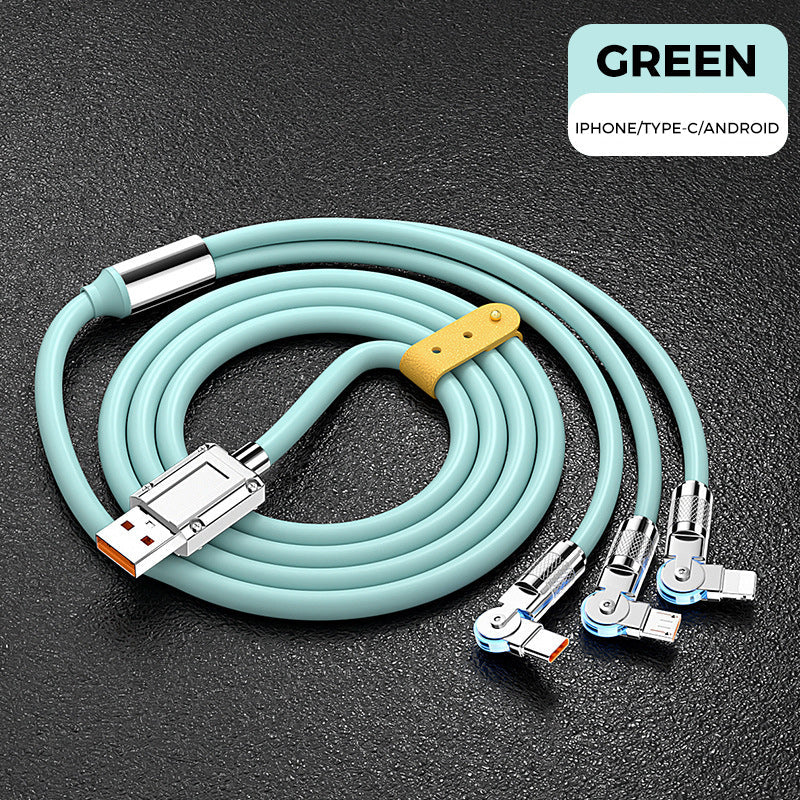 120W 3 in 1 Rotating Elbow Fast Charging Data Cable