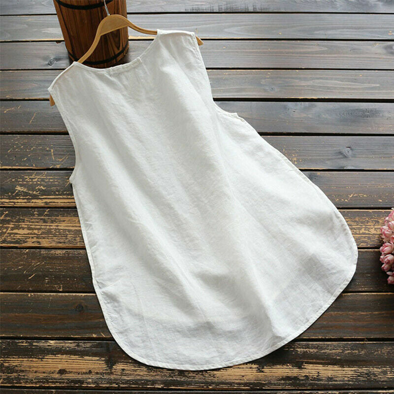 Daisy Sleeveless Cotton and Linen Tank Top