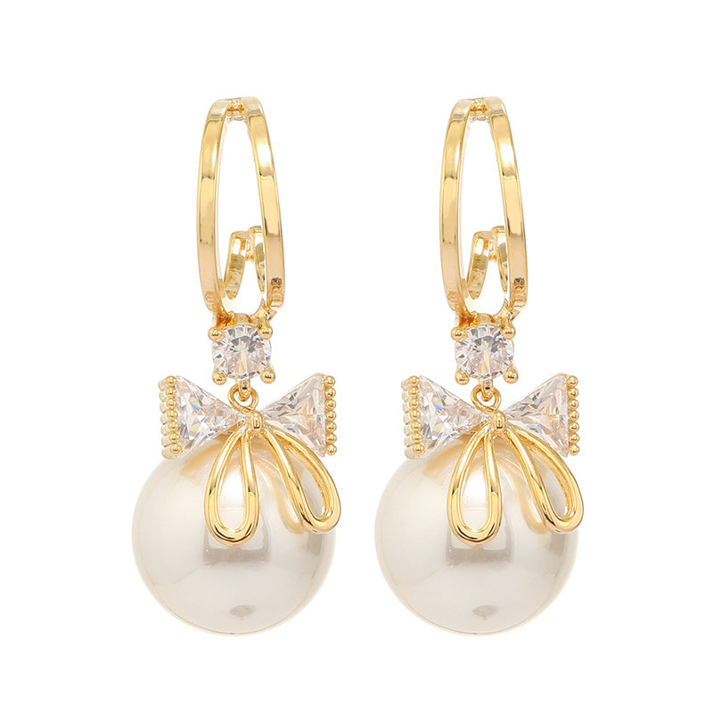 Fashion Butterfly Crystal Pearl Earrings