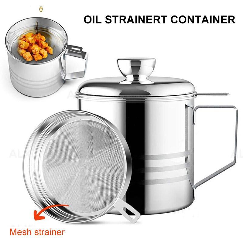 Home Grease Container With Strainer