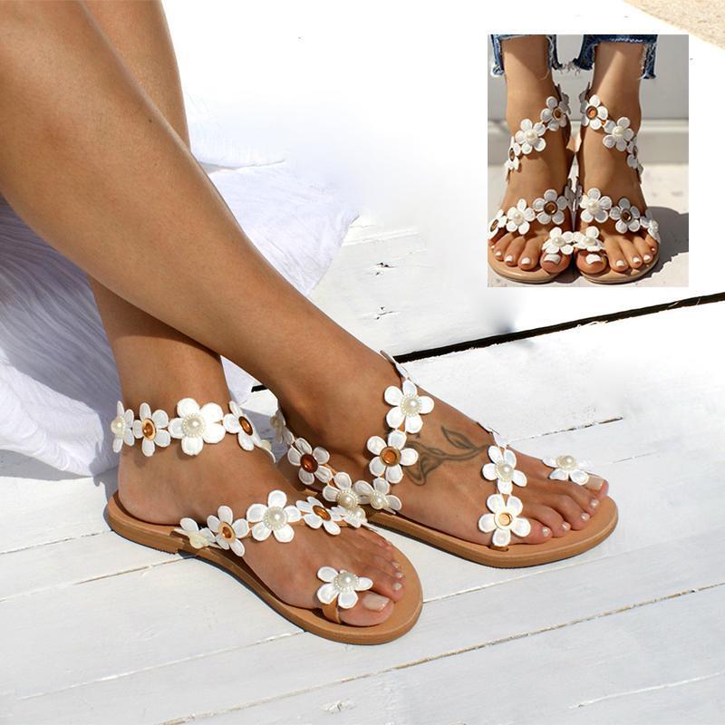 Flower Sandals with Flat Bottom