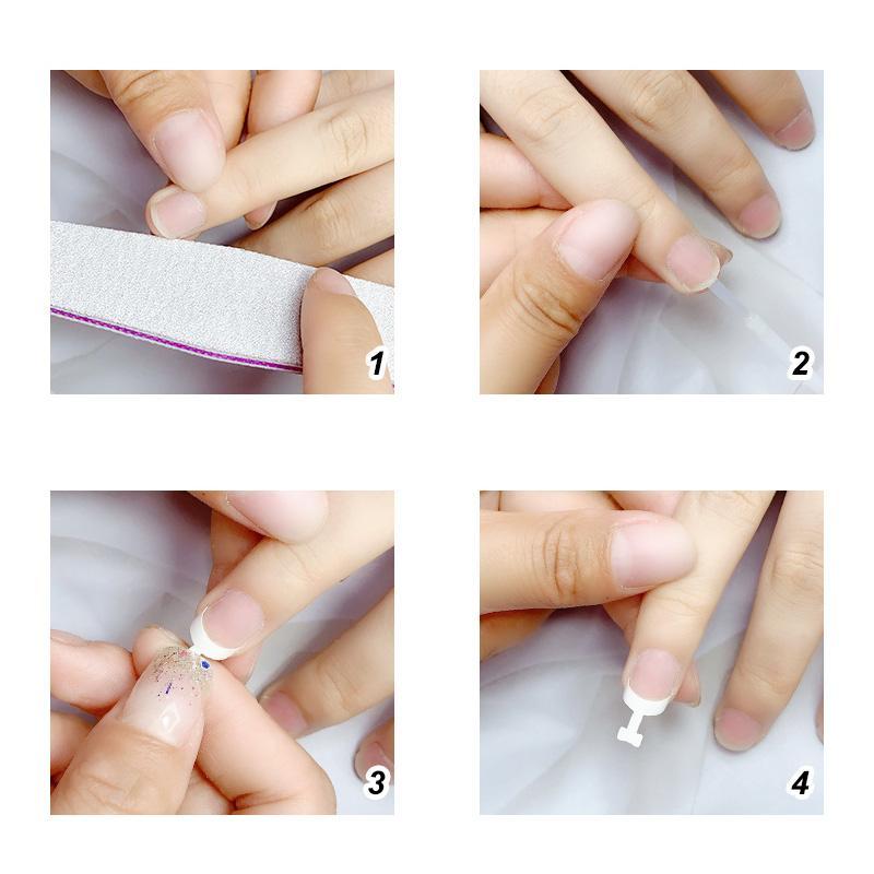 Glue-On French Manicure Nails Kit (100 pcs)