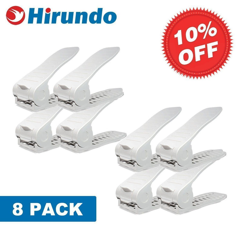 Hirundo Adjustable Shoe Rack Space Saver (White/Black)