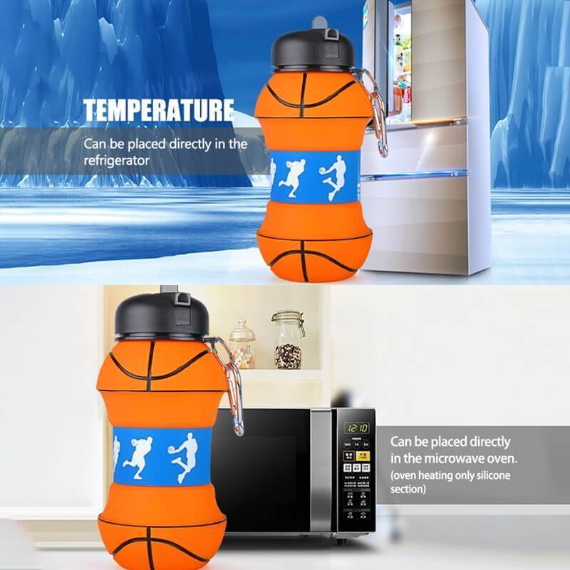 Compressible Silicone Sports Drinking Bottle With Straw
