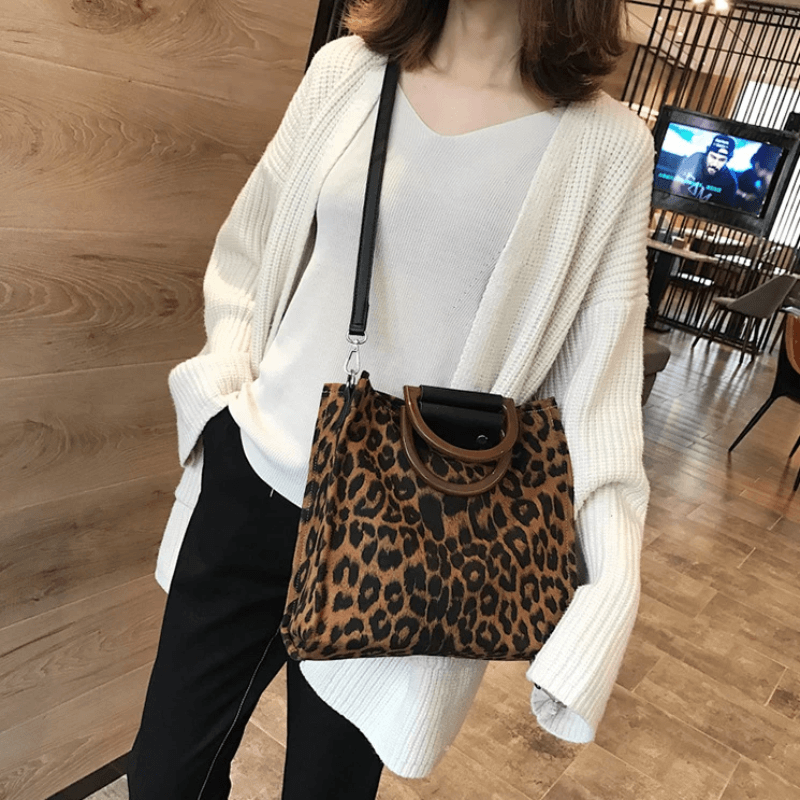 Women Leopard Luxury Handbags Designer With Handle Shoulder Bag