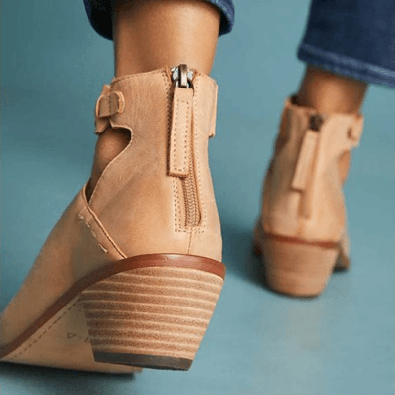 Women Fashion Daily Chunky Heel Zip Shoes