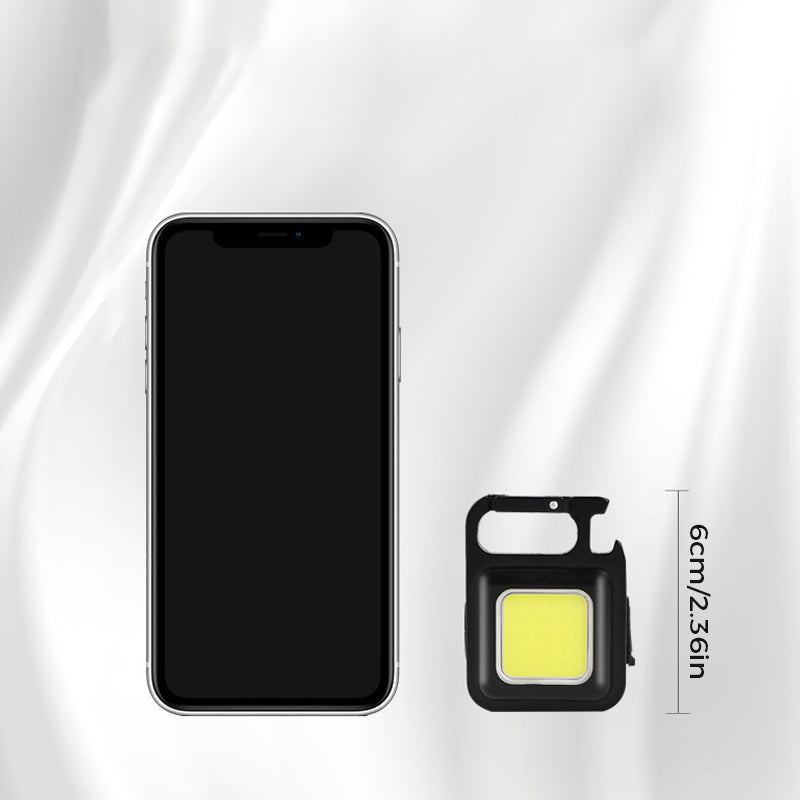COB Mini Multifunctional Keychain LED Flashlight, 800Lumens USB Pocket Light with Folding Opener and Magnet Base